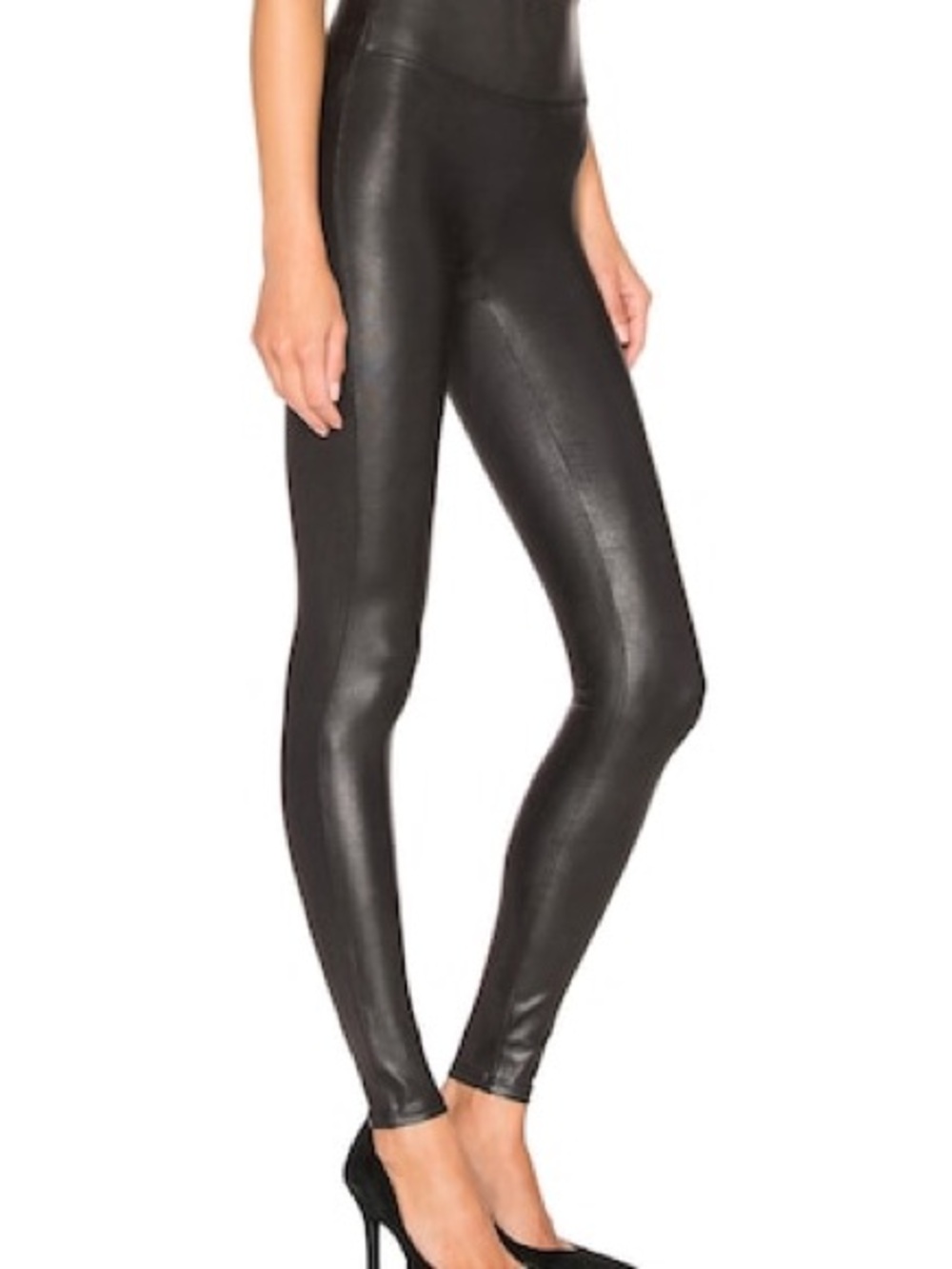 SPANX Black Faux-Leather High-Waist Leggings